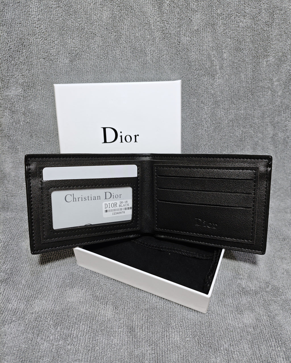 Portefeuille Dior Noir en Cuir
