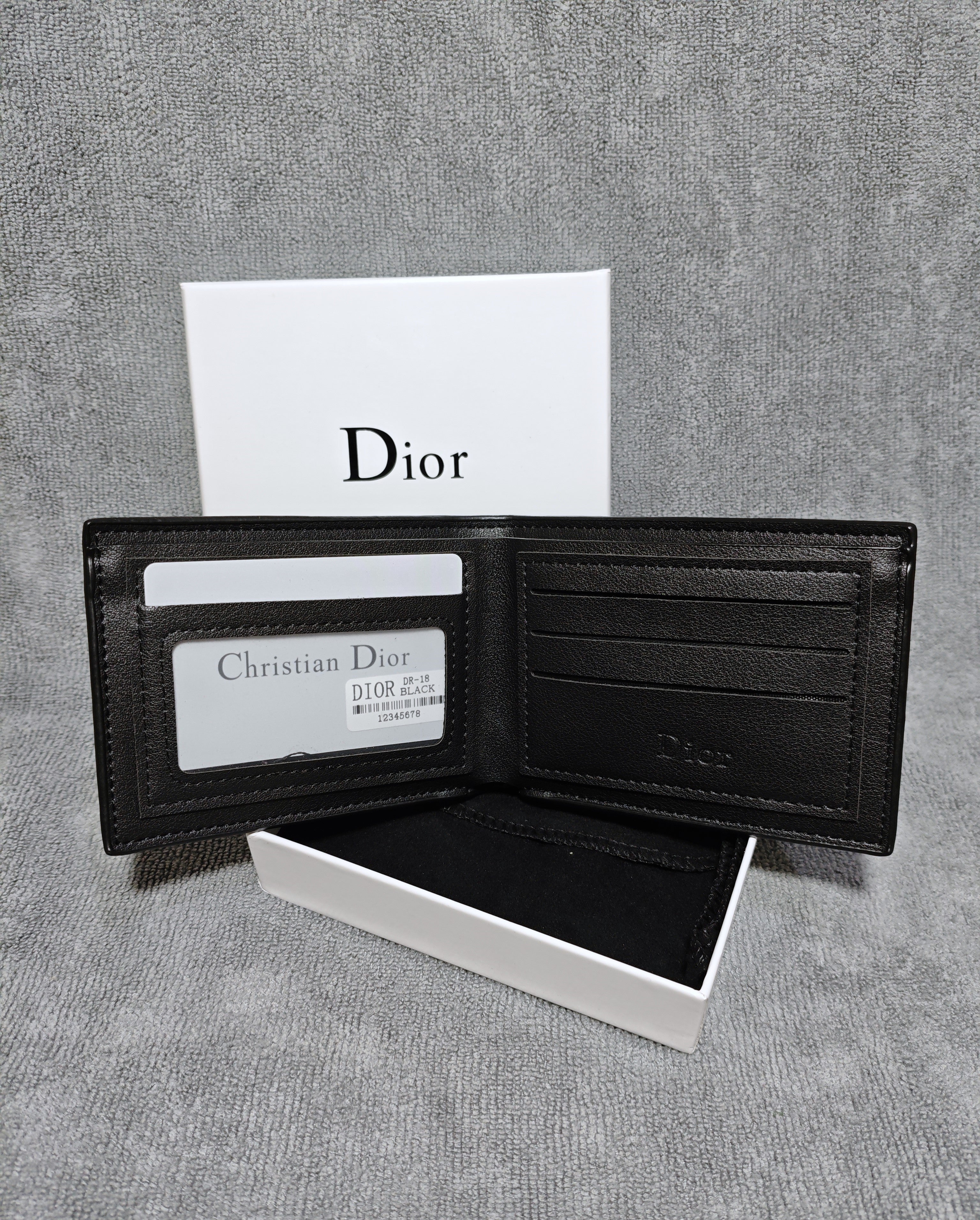 Portefeuille Dior Noir en Cuir